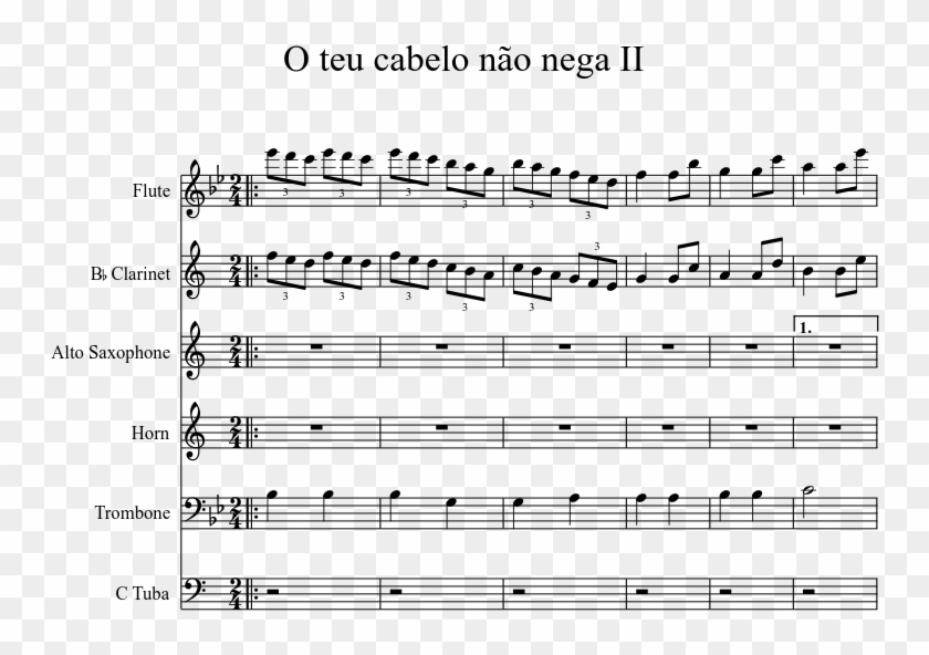O Teu Cabelo Não Nega Ii Sheet Music 1 Of 4 Pages - Come And Get Your Love Trumpet Clipart