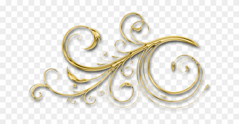 Golden Floral Decor - Earrings Clipart #5159520