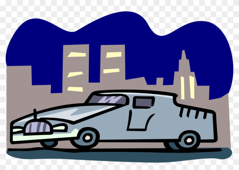Png Library Limousine At Night In City Image Illustration - Car Clipart