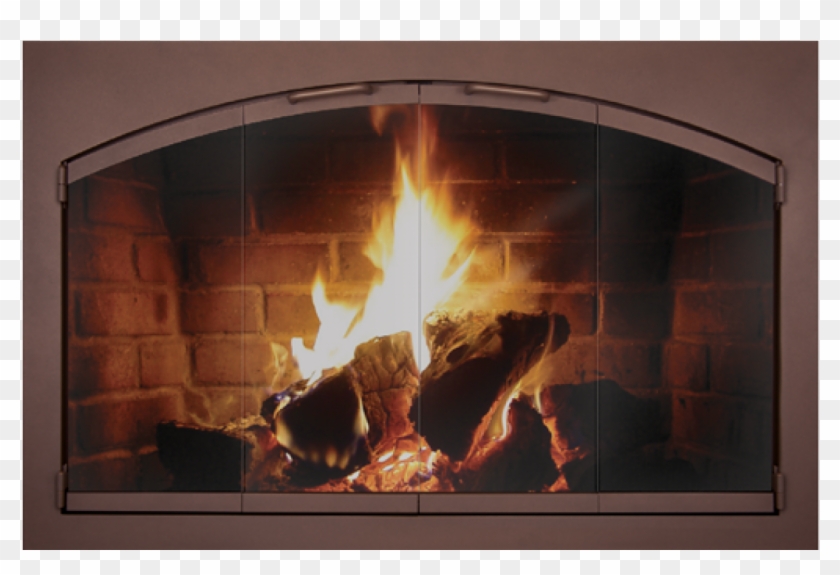 Rectangular Heritage Frame With Arched Doors For Masonry - Fireplace With Lit Fire Clipart #5161882