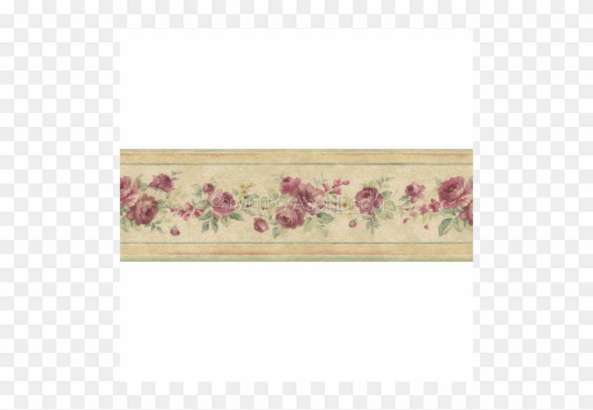 Faixa Papel De Parede Floral Prints 2 Flores Vinho - Wallpaper Clipart #5162393
