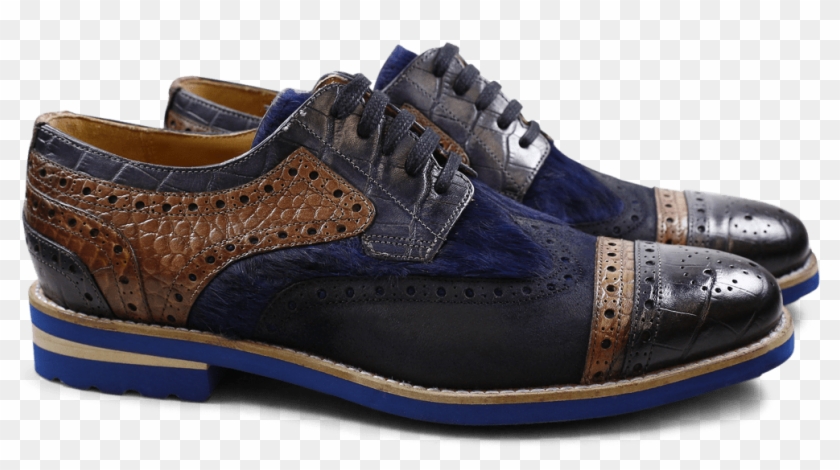 Derby Shoes Phil 10 Big Croco Kudu Wax Hair On Navy - Suede Clipart
