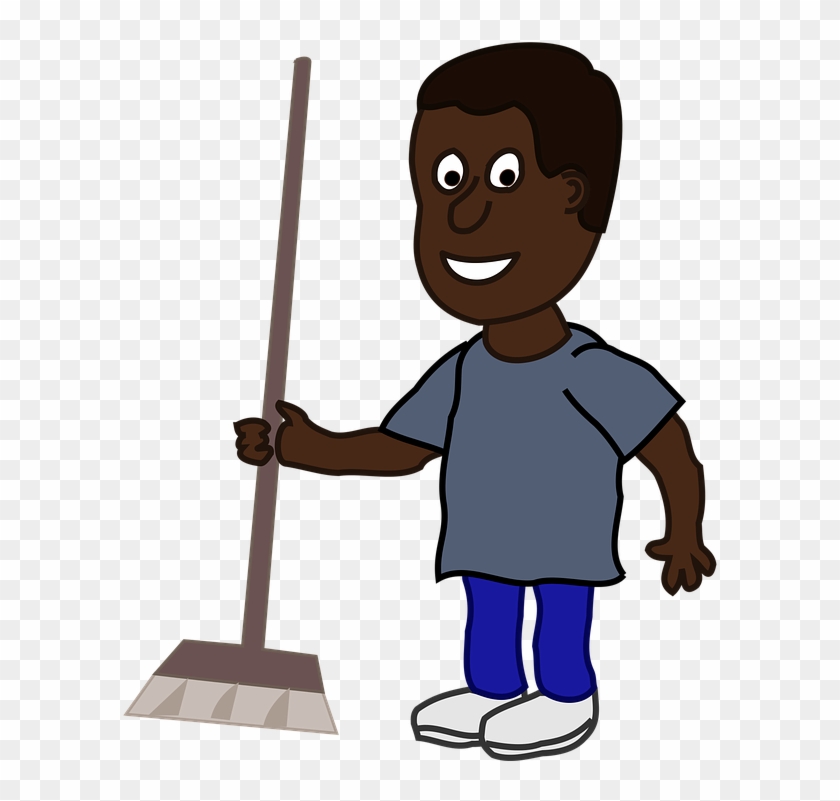 África, Negro, Escoba, Limpia, Más Limpia, Limpieza - Black Man With A Broom Clipart