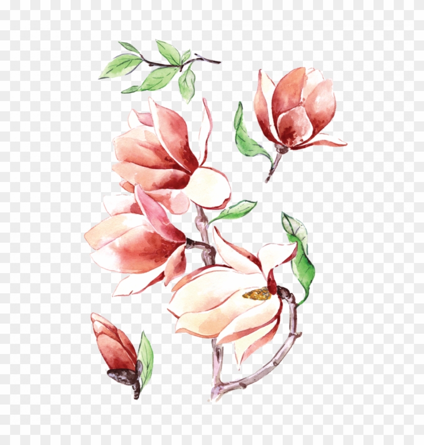 Temporary Tattoo Magnolia - Tattoo Magnolia Flower Color Clipart