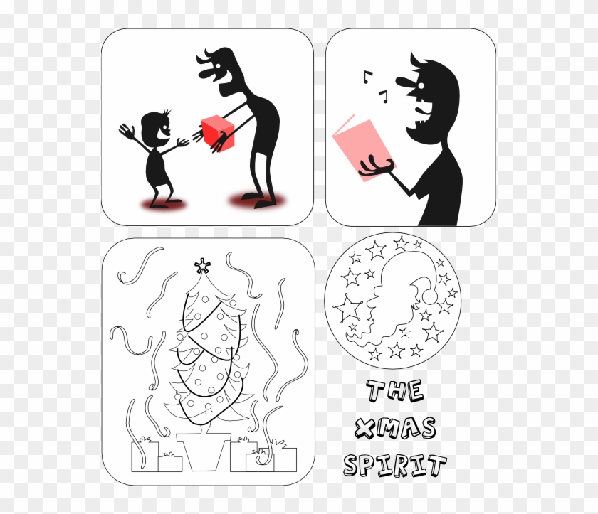 Xmas Spirit Black White Christmas 111px - Cartoon Clipart #5166765