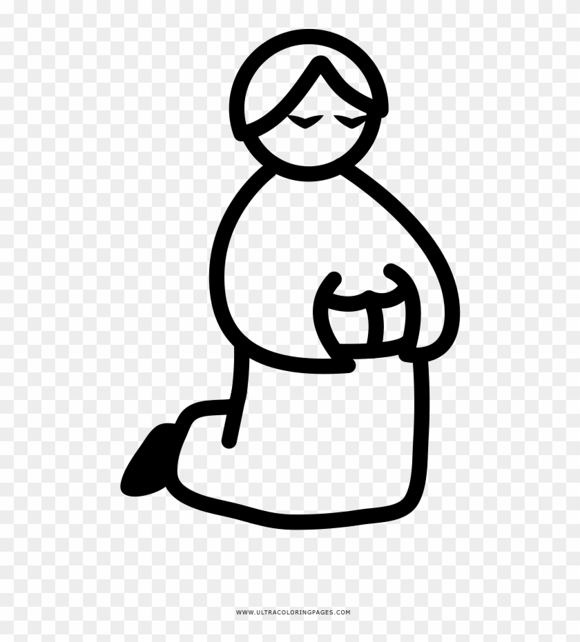 Oración Página Para Colorear - Line Art Clipart