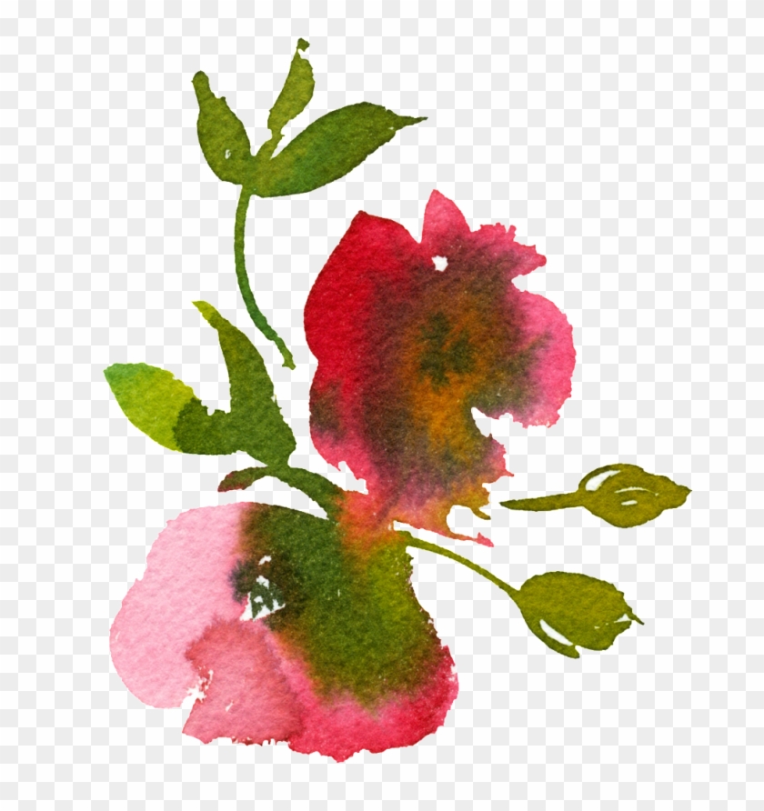 Hand Painted Smudged Watercolor Flower Png Transparent - Watercolor Painting Clipart