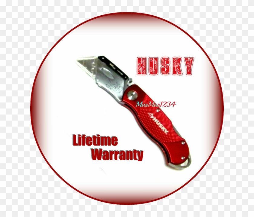 Husky Folding Lock-back Utility Knife Folding Design - Knife Clipart #5170422