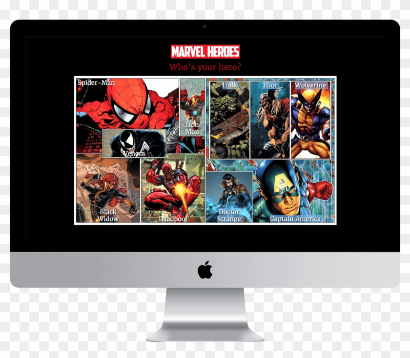 Marvel Heroes Website Is Shown On Macbook - Computer Monitor Clipart
