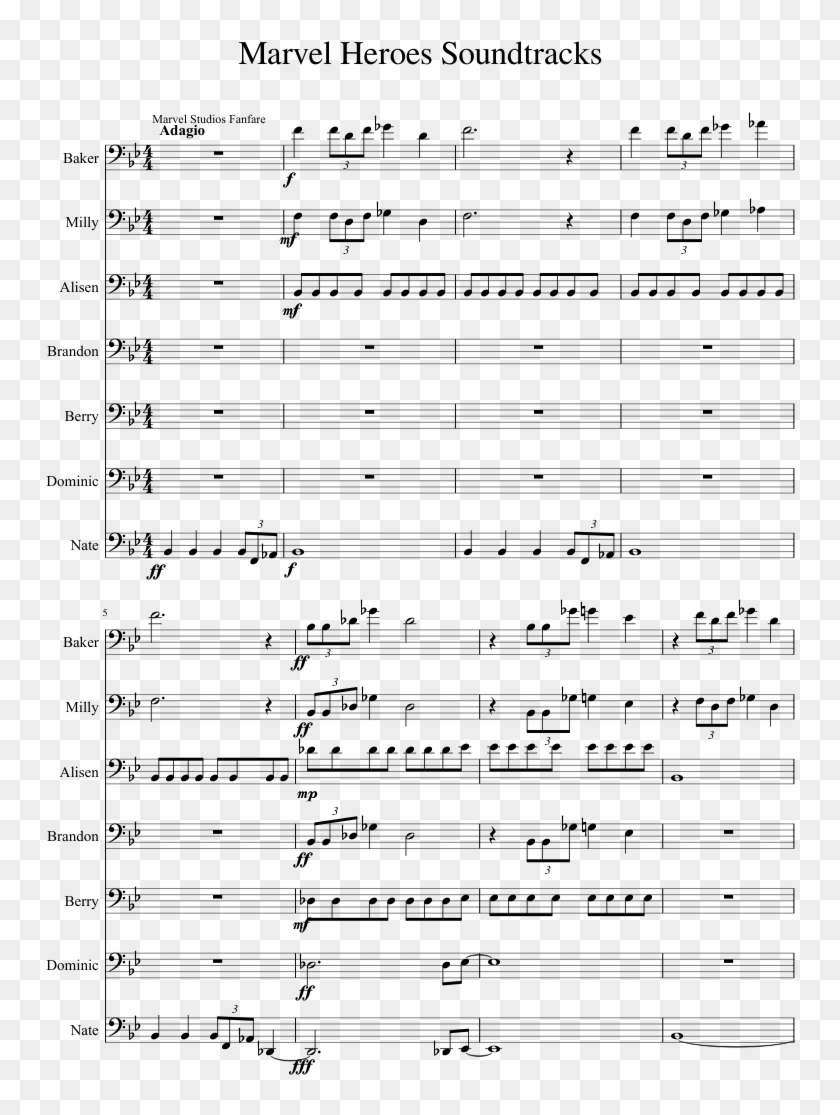 Marvel Heroes Soundtracks Sheet Music 1 Of 20 Pages - Sheet Music Clipart #5171828