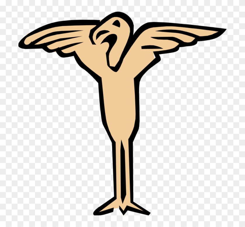 Vector Illustration Of Feathered Bird Spreads Its Wings Clipart #5173566