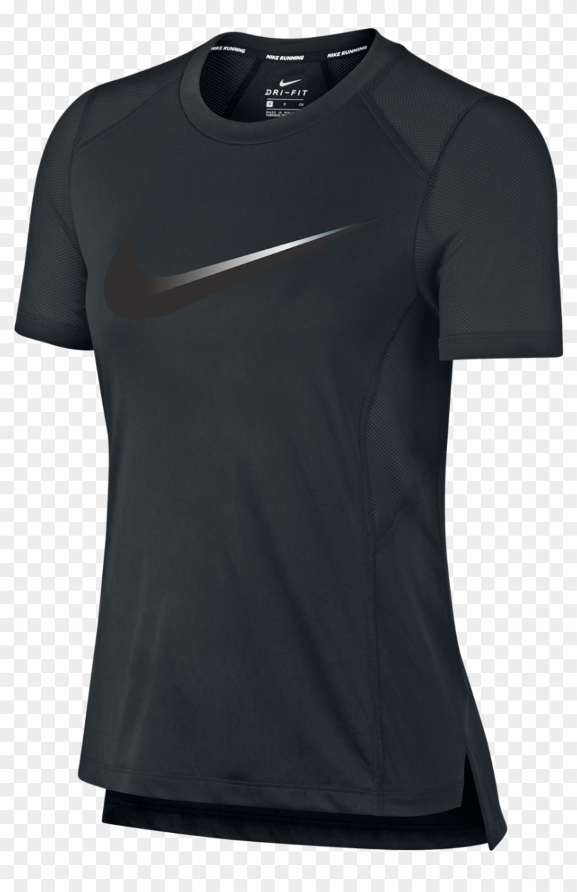 Nikewomen's Miler Top Short Sleeve Black/gunsmoke - Black Tshirt Clipart