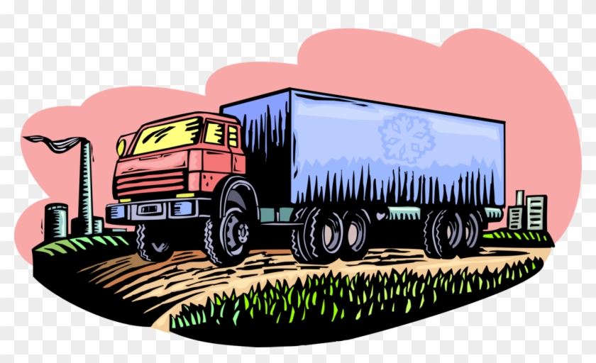 Vector Illustration Of Commercial Shipping And Delivery - Trailer Truck Clipart