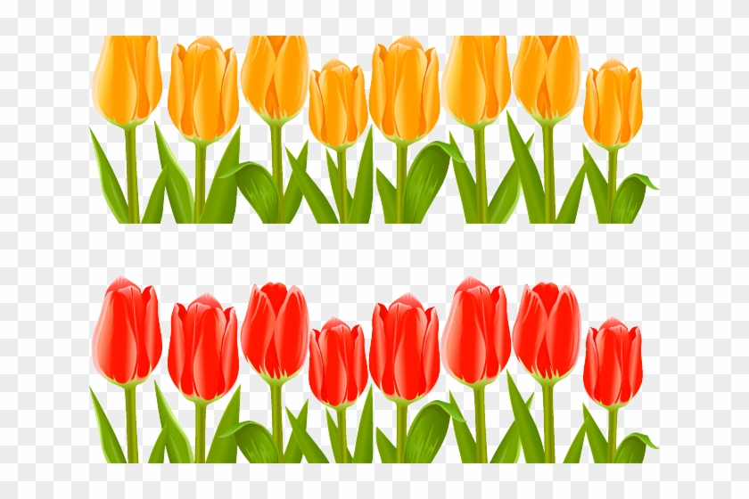 Flower Garden Clipart - Tulips Flower Garden Clip Art - Png Download