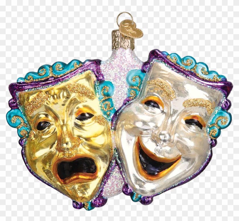 Comedy Tragedy Mask Glass Ornament - Locket Clipart #5175313