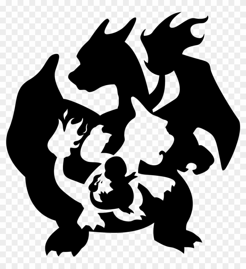 Dragon Charmander Evolution, Charmander Charmeleon - Charizard Silhouette Clipart