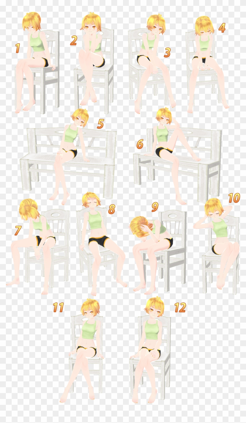 [mmd] Sitting Pose Pack - Cartoon Clipart