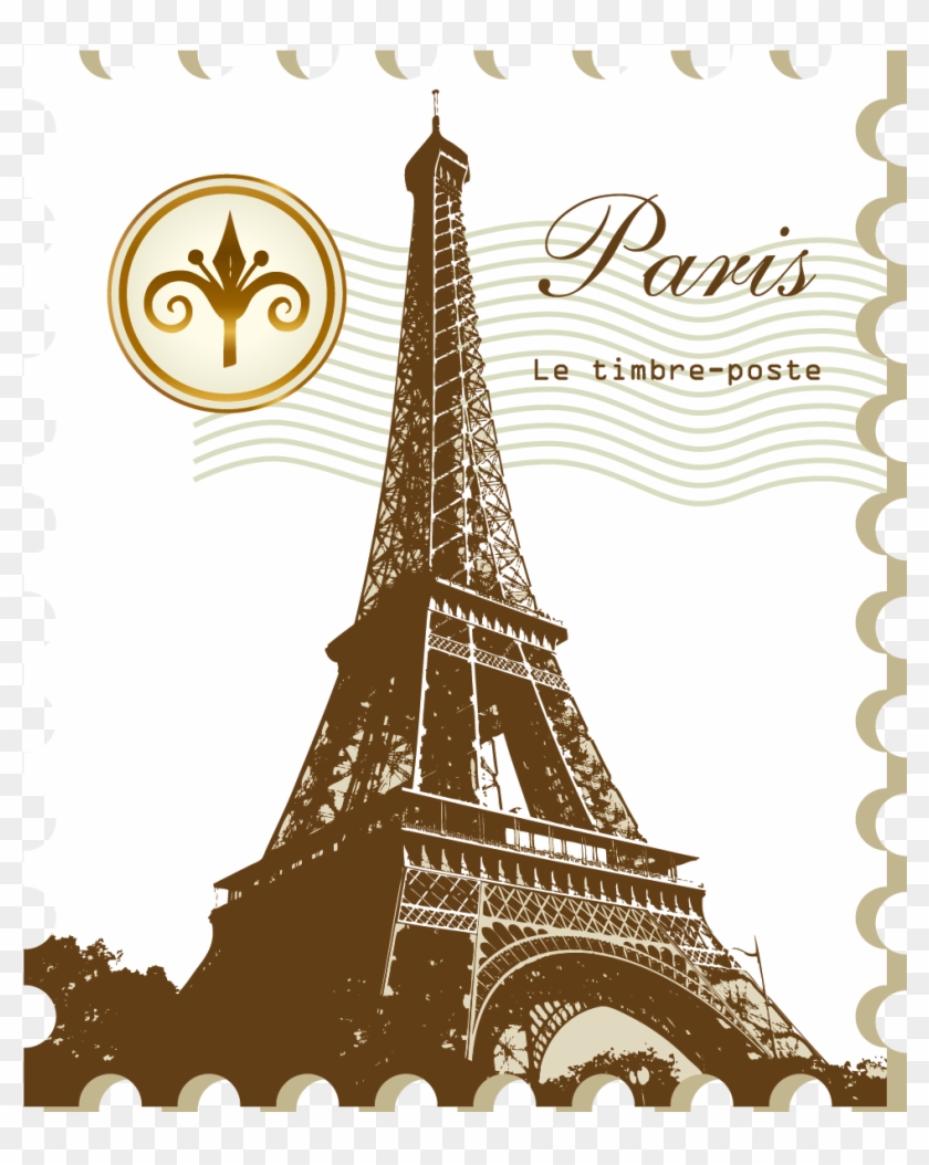 London Postage Stamp - Paris Postcard Stamp Clipart