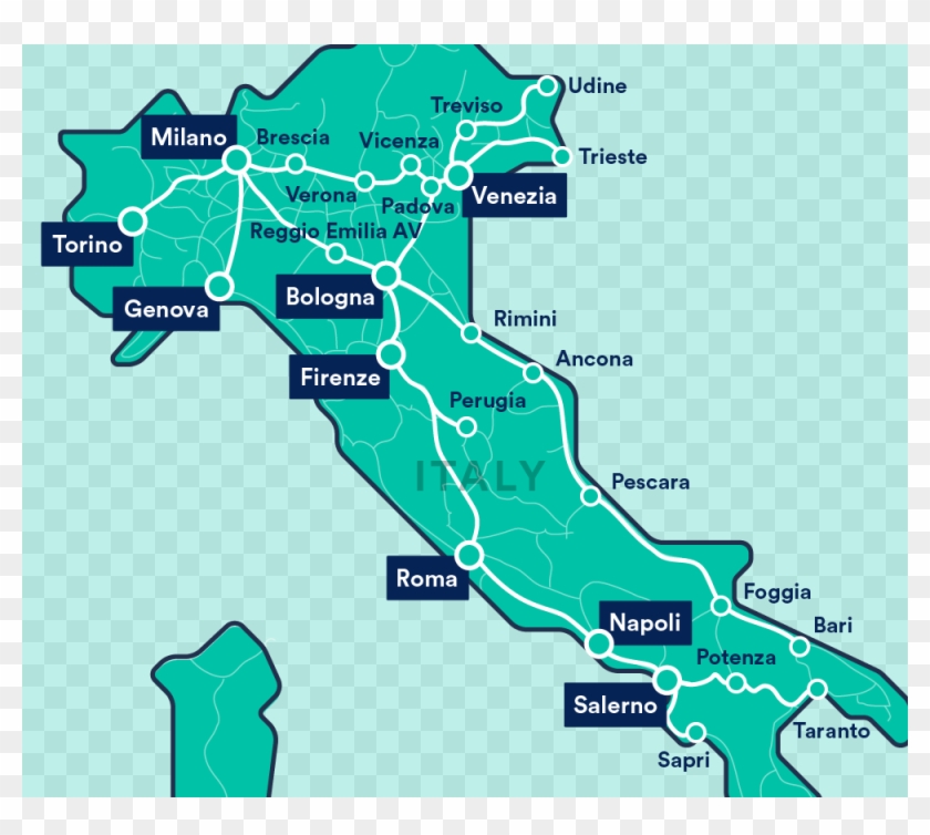 Frecciarossa Trenitalia Tickets Info - Map Of Frecciarossa Stops Clipart