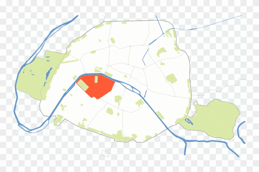 The Carré Des Antiquaires, North Of The Boulevard Saint - Paris Green Spaces Map Clipart