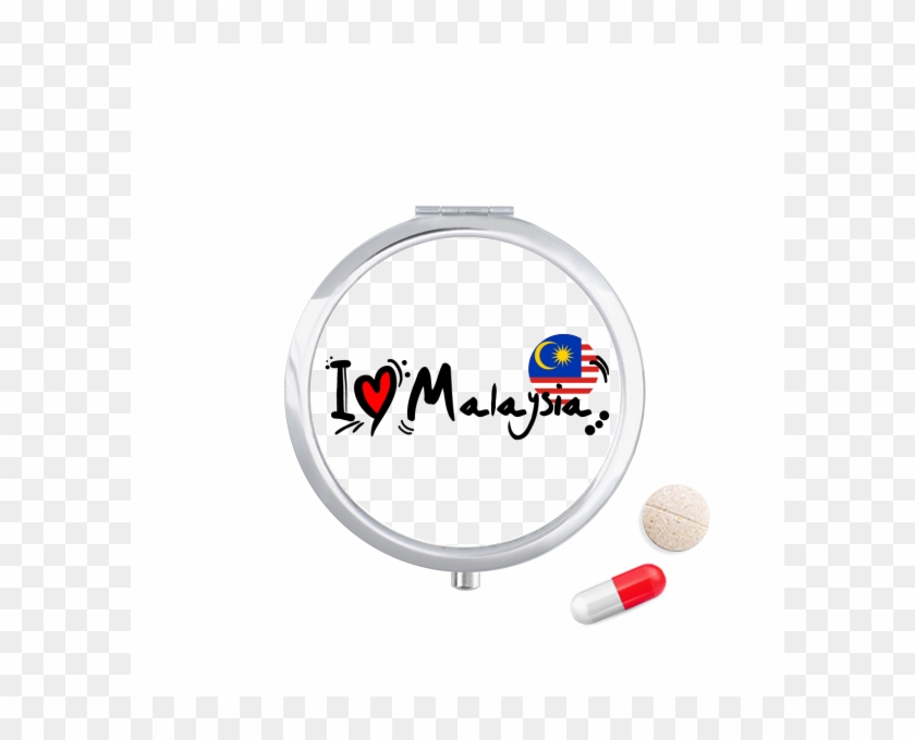 I Love Malaysia Word Flag Love Heart Illustration Travel - Pocket Pill Case Clipart #5179085