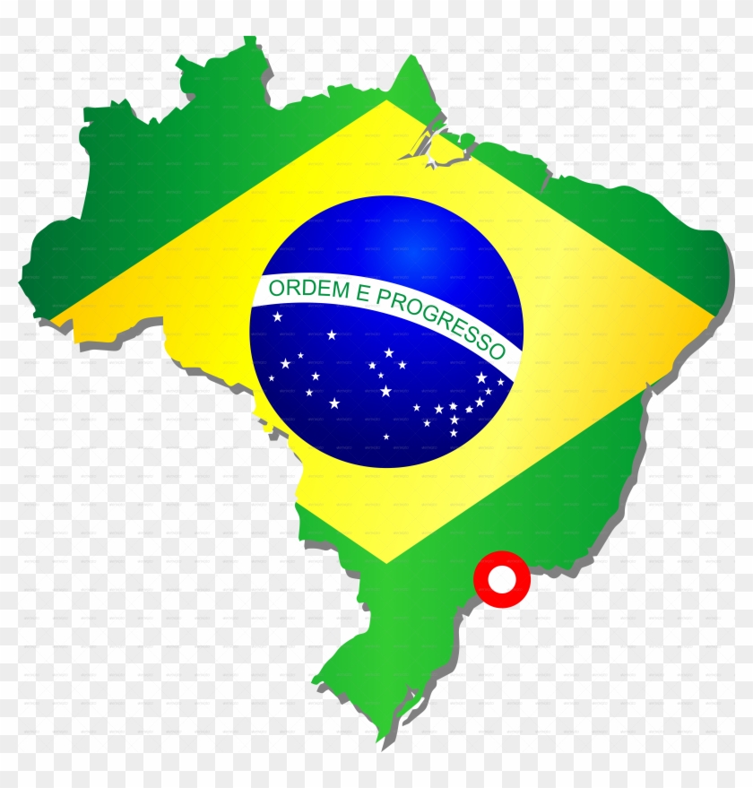Brazilian Flag Png - Brazil Map With Flag Clipart #5179240