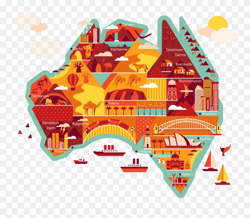 Australian Animated Map Ausvisto - Australia Cartoon Map Clipart #5179509
