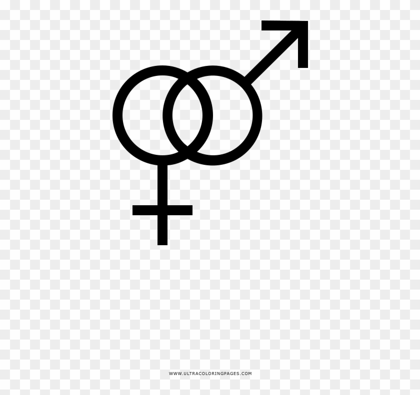 Gender Symbols Coloring Page - Male Female Icon Round Clipart #5180351