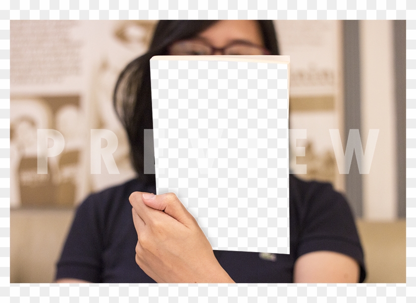 Book Mockup Of A Girl Holding And Reading The Back - Girl Clipart #5180937