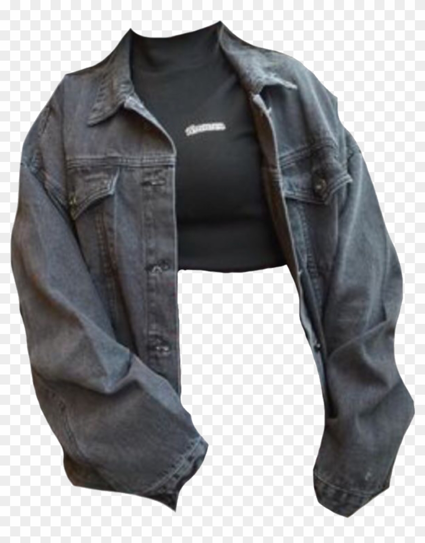 Discover Ideas About Aesthetic Fashion - Jean Jacket Plaid Skirt Clipart