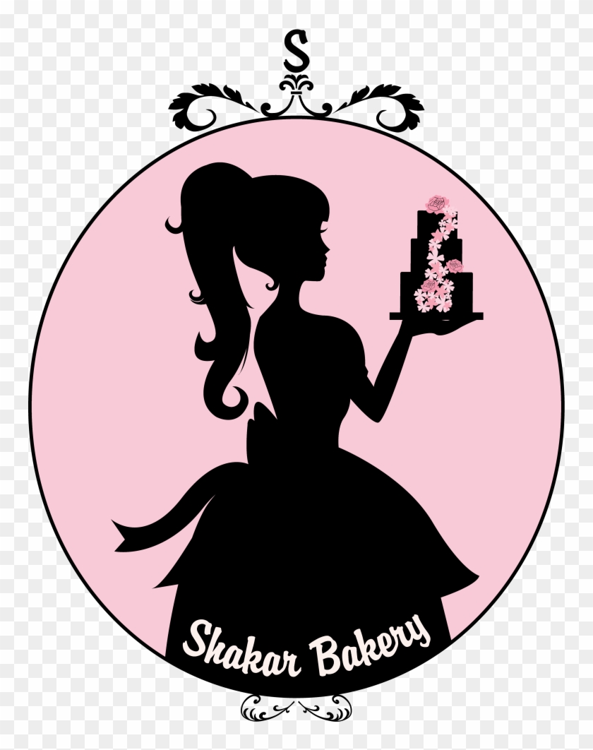Silhouette - Girl With Cake Logo Clipart #5184644