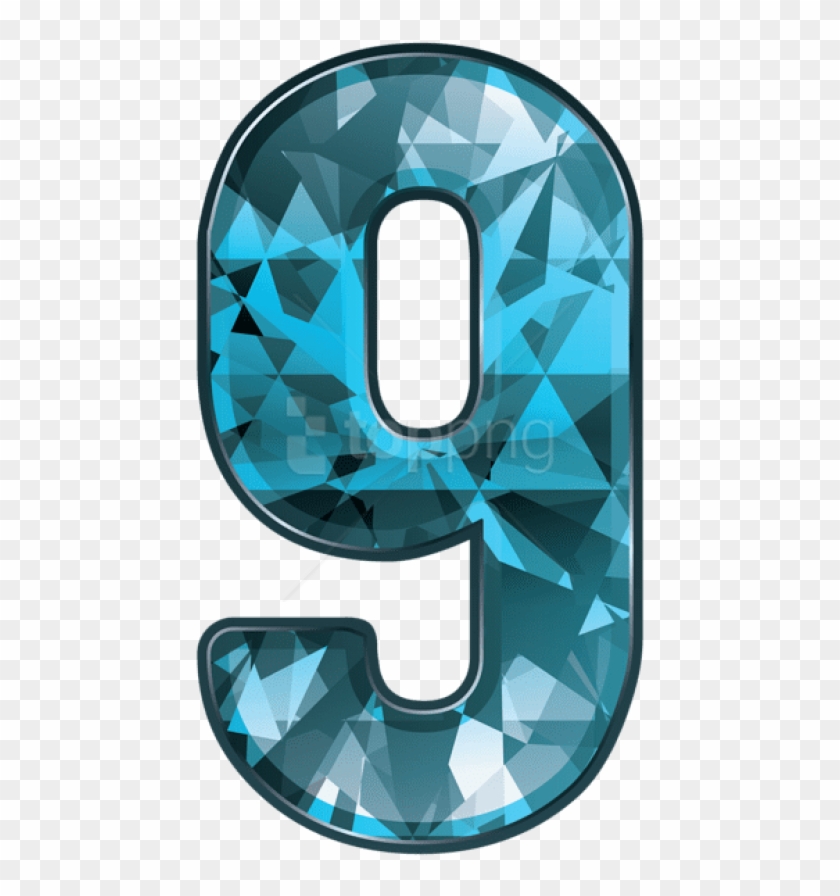 Free Png Download Blue Crystal Number Nine Clipart - Number Nine In Blue Transparent Png #5184818
