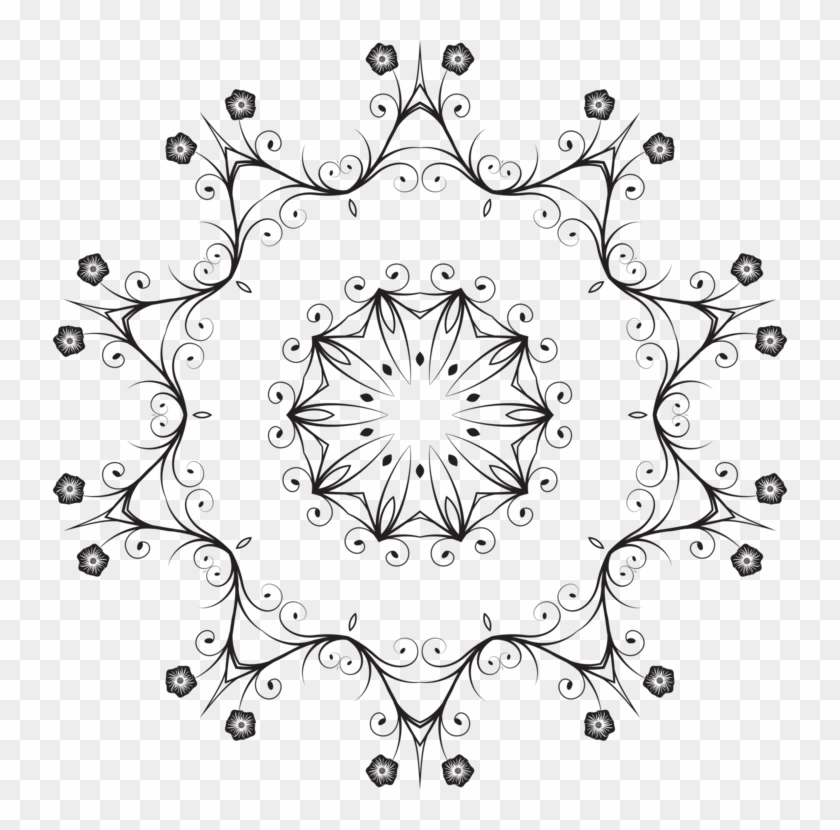 Silhouette Lace Line Art Floral Design Clipart