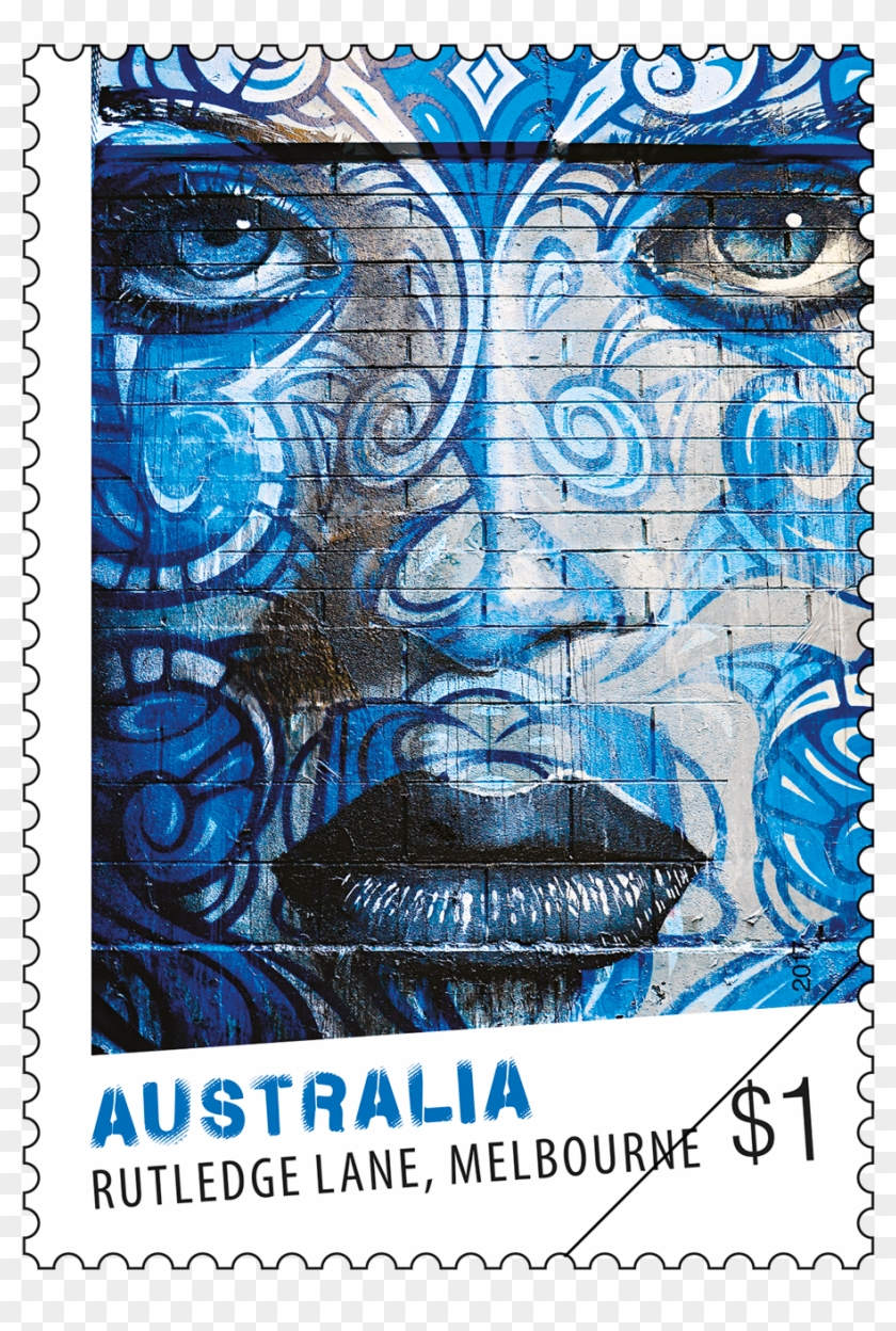 Street Art, Rutledge Lane, Melbourne - Postage Stamp Clipart
