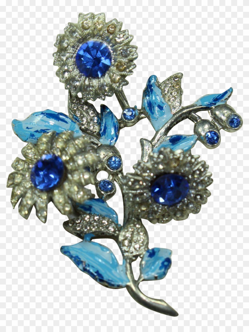 Vintage Blue Crystal Wiggle Flower Pin - Crystal Clipart #5185740