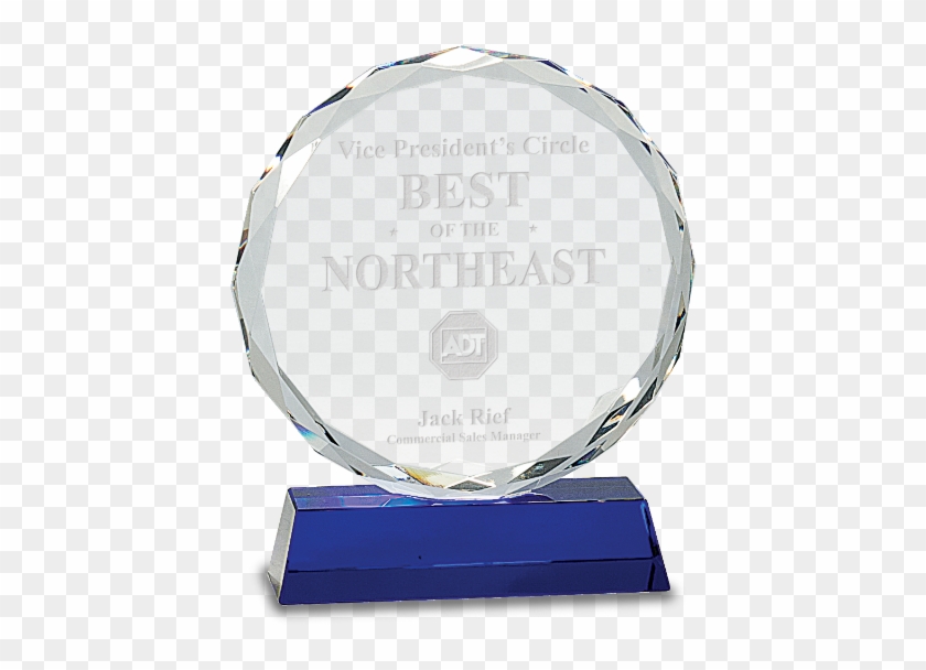 Crystal Round Facet On A Blue Crystal Base - Trophy Clipart