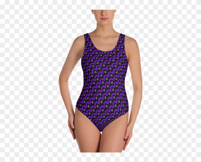 Hot Wife Queen Of Spades Motif In Black On Purple One-piece - One Piece Bathing Suit Thick Clipart #5187242