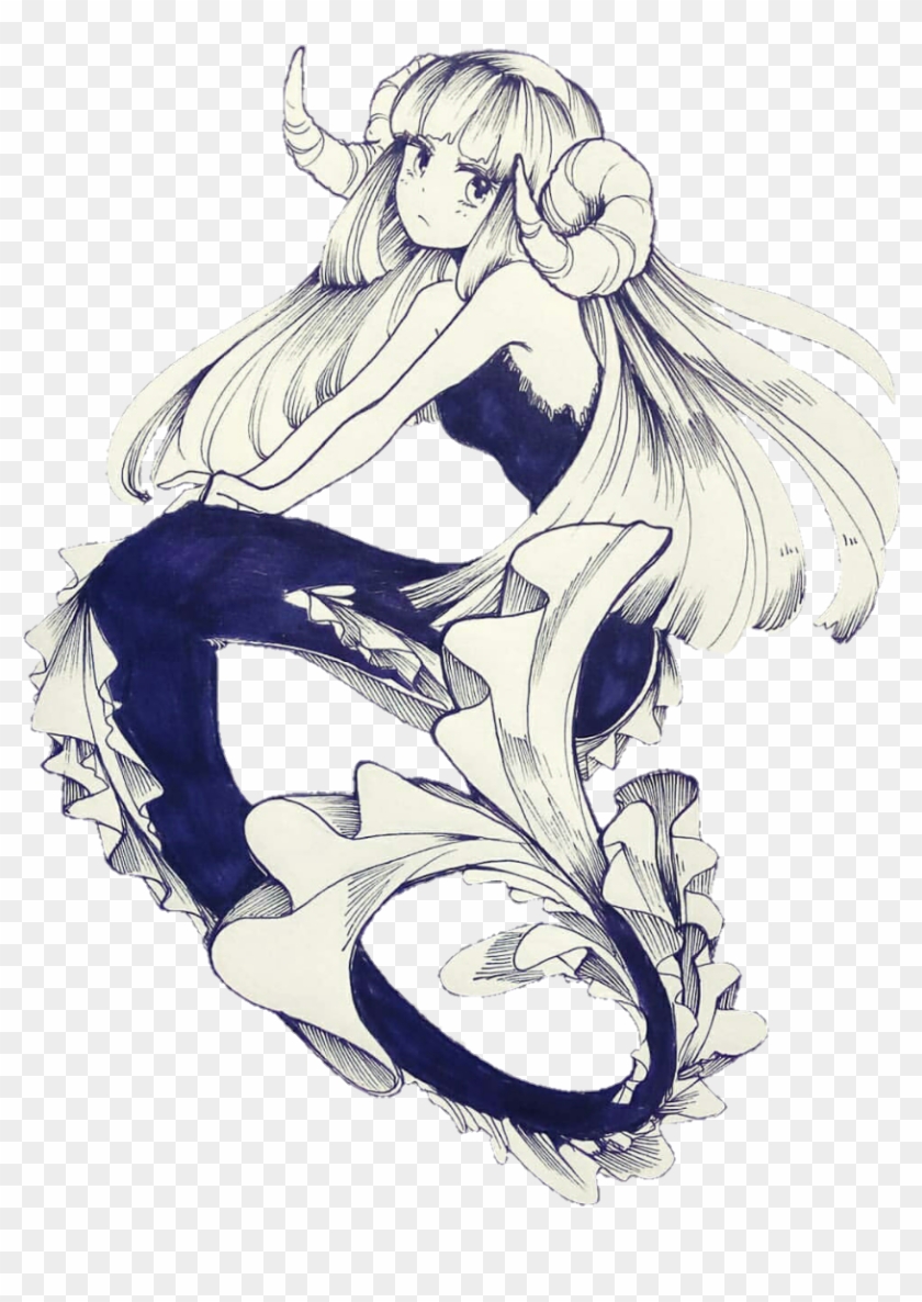 #mermaid #mermaidgirl #girl #anime #art #drawing #blackandwhite - Anime Art Mermaid Clipart #5190243