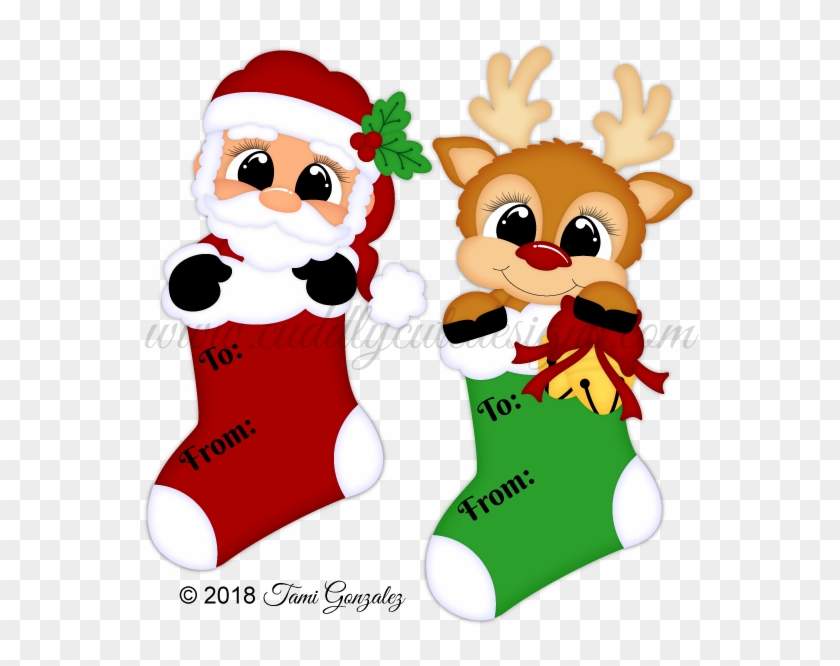 Santa & Reindeer - Cartoon Clipart