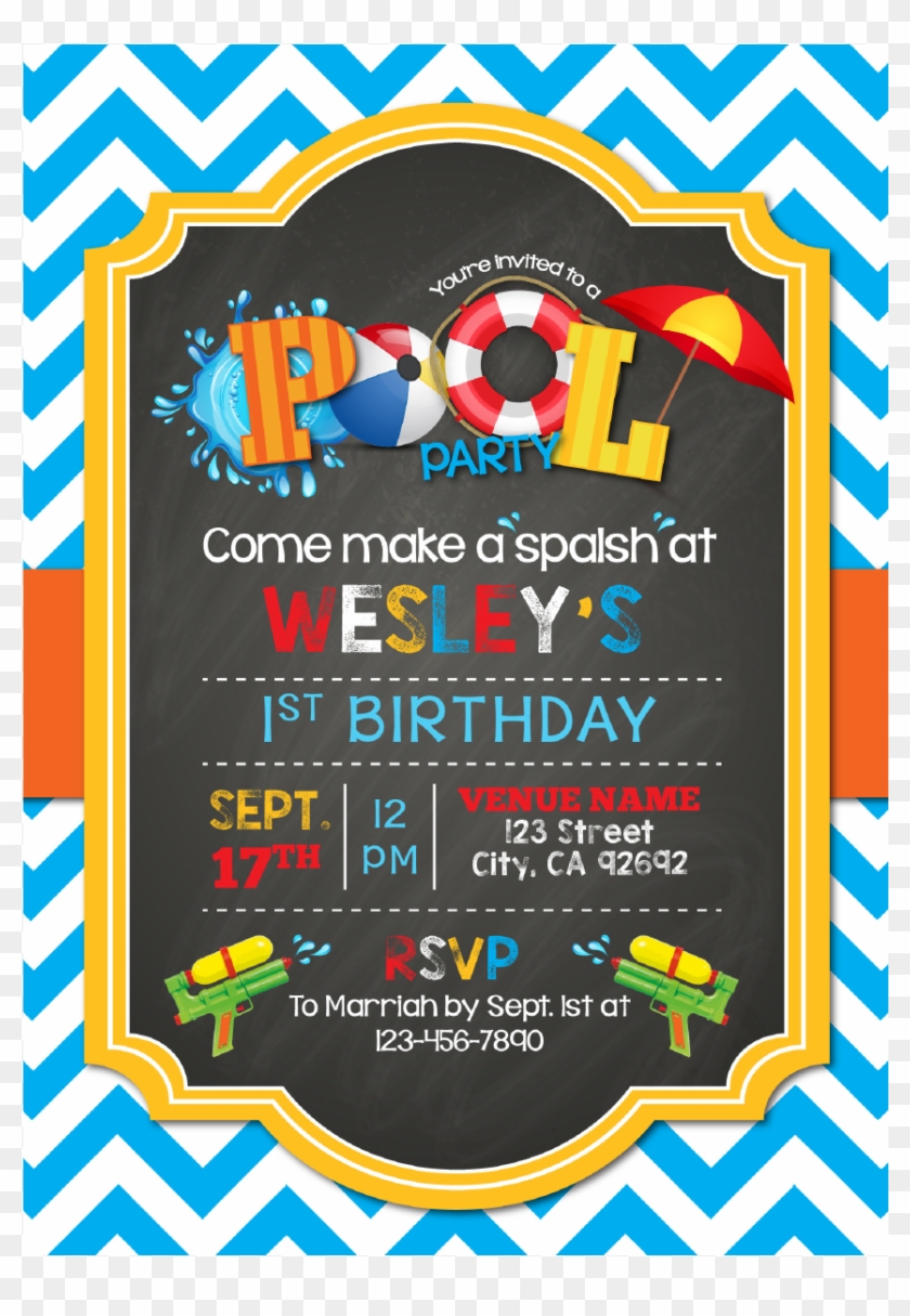 Chalkboard Splash Birthday Invitation - Baby Shower Clipart #5191105