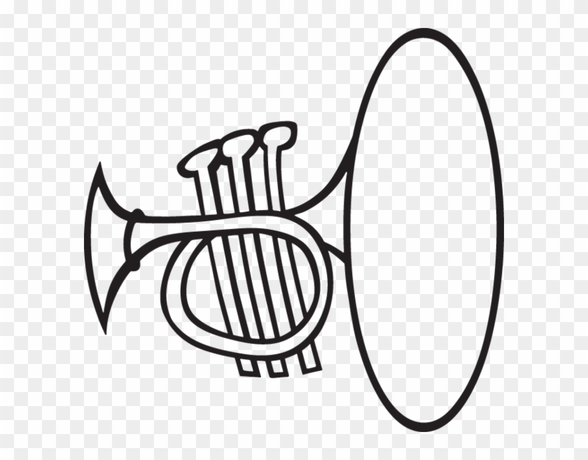 Cartoon French Horn Trumpet Tattoo, Chalkboard Decor, - Instrument Clipart Black And White - Png Download