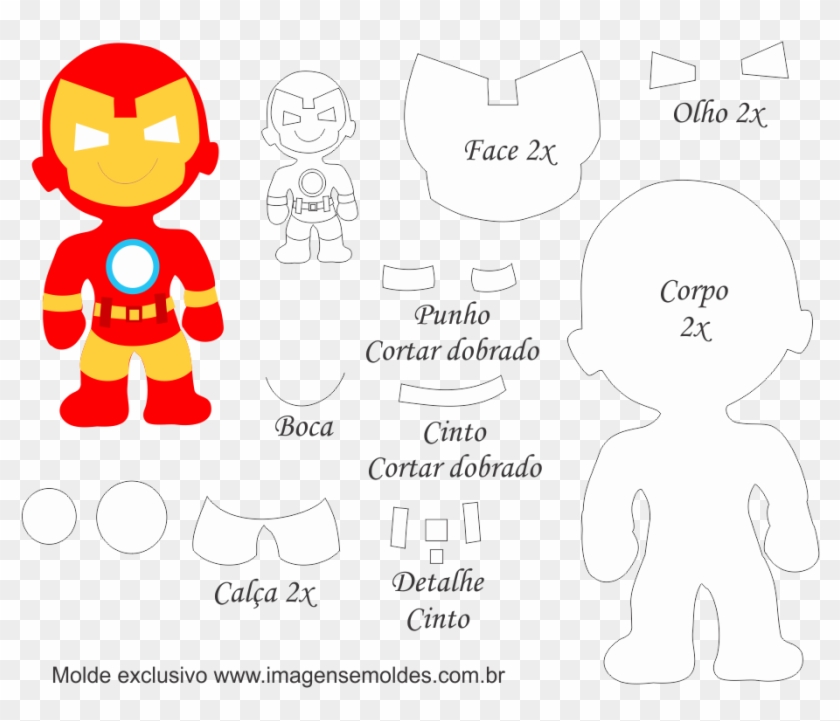 Homem De Ferro - Moldes Super Herois Em Feltro Clipart