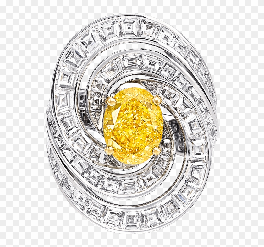 Top View Of A Graff Yellow And White Diamond Swirl - Silver Clipart #5193046