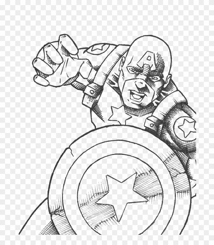 Vector Transparent Stock America Drawing Coloring - Captain America Black Coloring Page Clipart