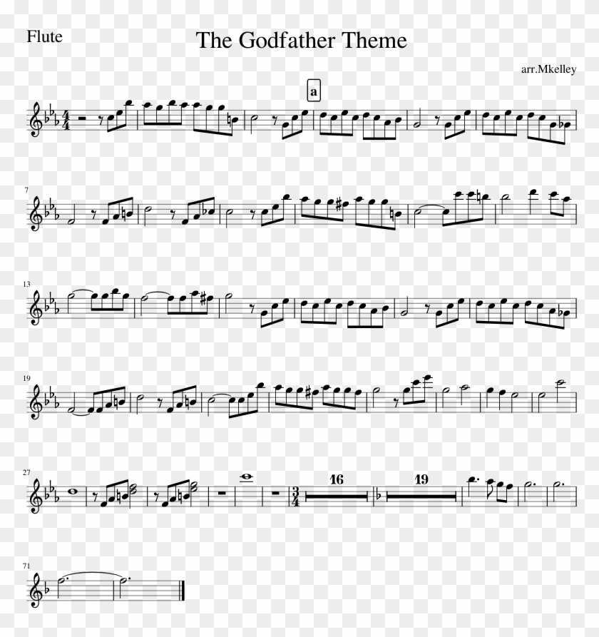 The Godfather Theme Flute - Godfather Theme Flute Sheet Music Clipart #5194799