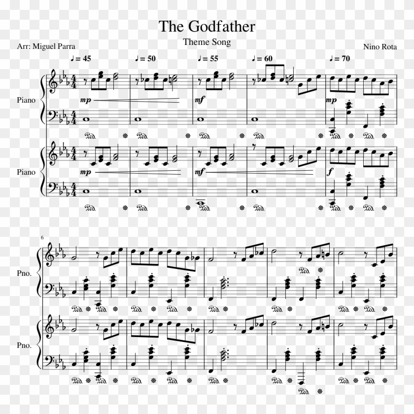 The Godfather Sheet Music Composed By Nino Rota 1 Of - Your Heart Is As Black As Night Partition Clipart