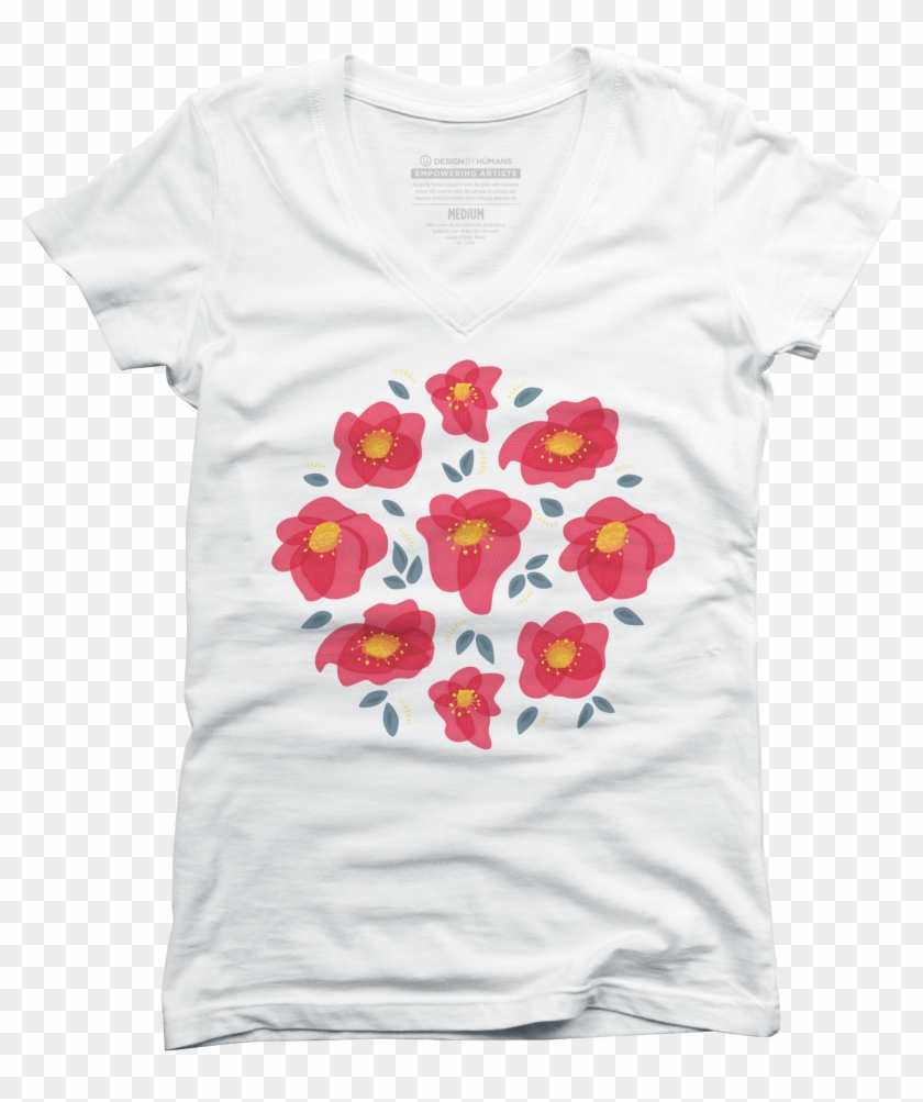 Pretty Flowers With Bright Pink Petals Juniors V Neck - T-shirt Clipart #5197992