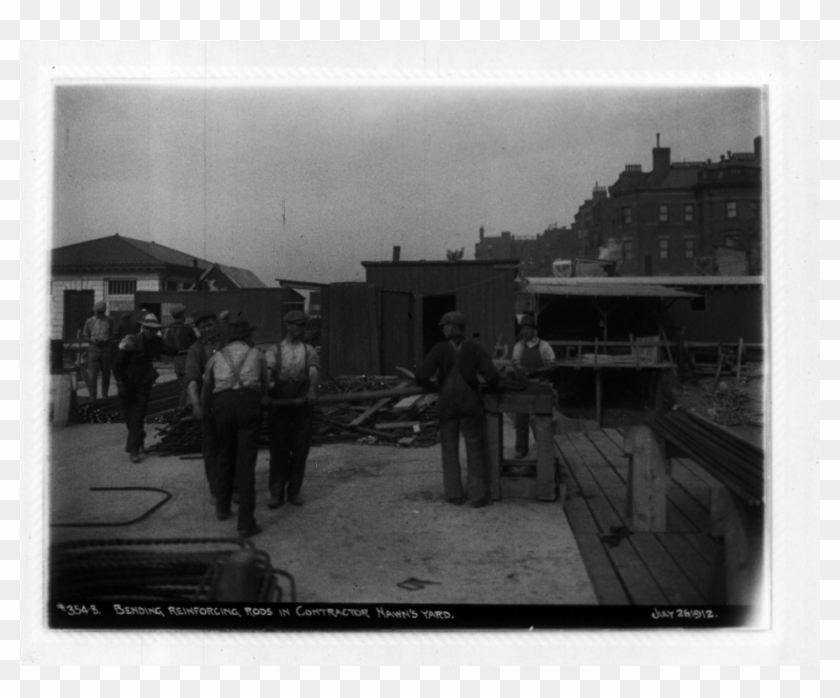 Bending Reinforcing Rods In Contractor Nawn's Yard, - Photograph Clipart