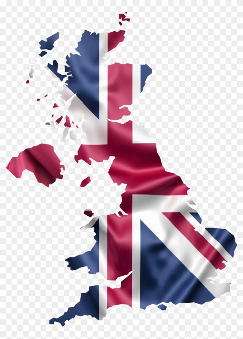 Flag Map Of Britain Wall Sticker - Great Britain Map Clipart #5199459