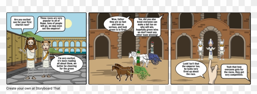 Chariot Races, Rome - Cartoon Clipart